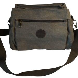 RuYiHuang Gray Canvas Crossbody Messenger Bag Divided Inside Chic Casual